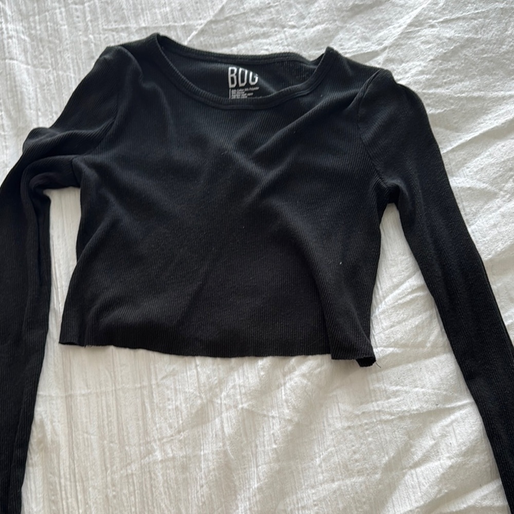BDG Black Fitted Long Sleeve Crop Top